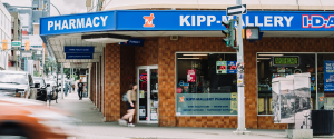 Exterior of Kipp-Mallery Pharmacy on Victoria Street in downtown Kamloops.